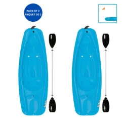 Pelican Sport Kayaks, SUP, Boats And Sleds Combo – 2 Solo Kids Kayaks With Paddles – Blue